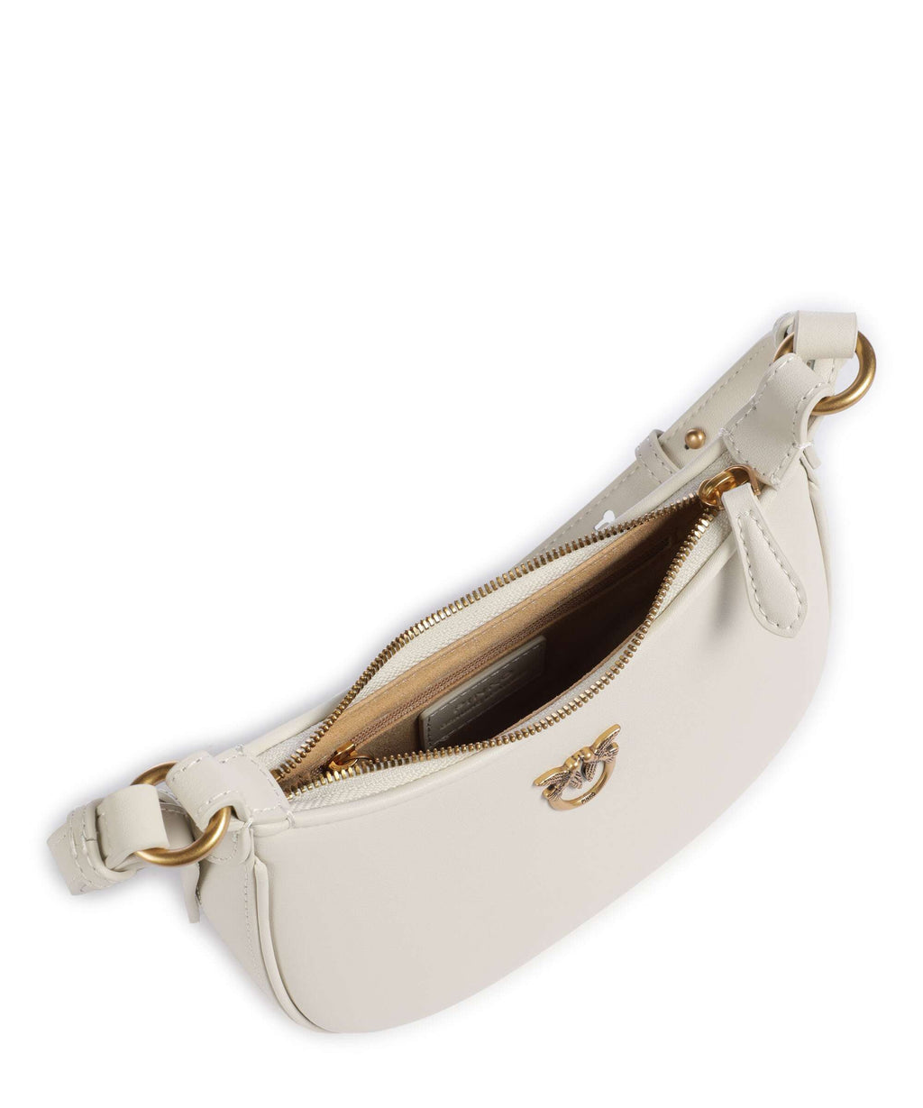 Pinko Half Moon Baby Shoulder bag bianco seta/antique gold
