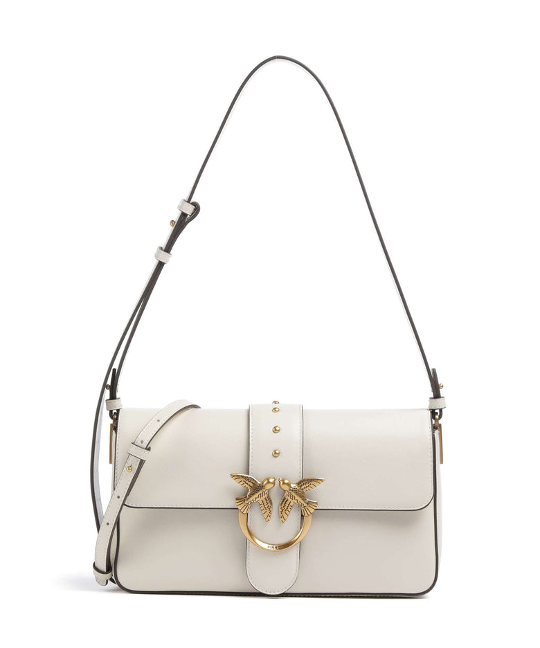 Pinko Love One Classic Slouchy Shoulder bag bianco seta/antique gold