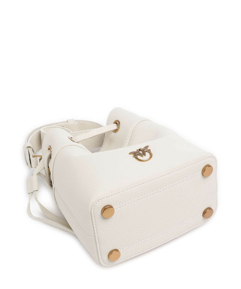 Pinko Secchiello Mini Bucket bag bianco seta/antique gold