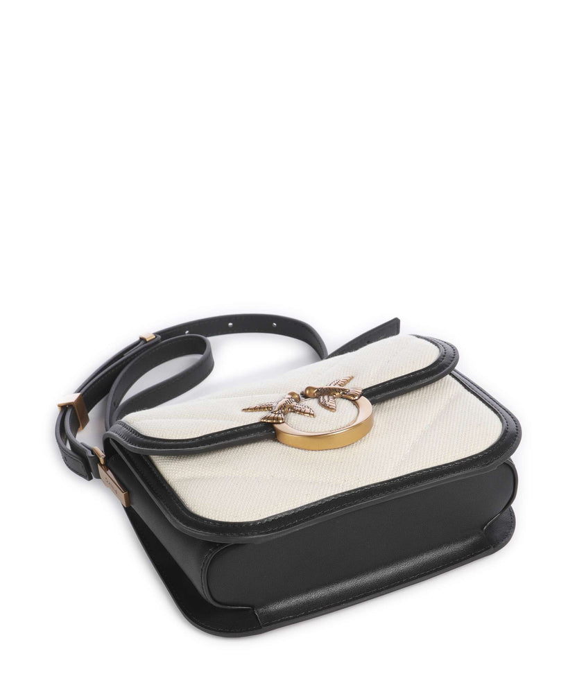 Pinko Love Box Mini Crossbody bag beige/navy stripes