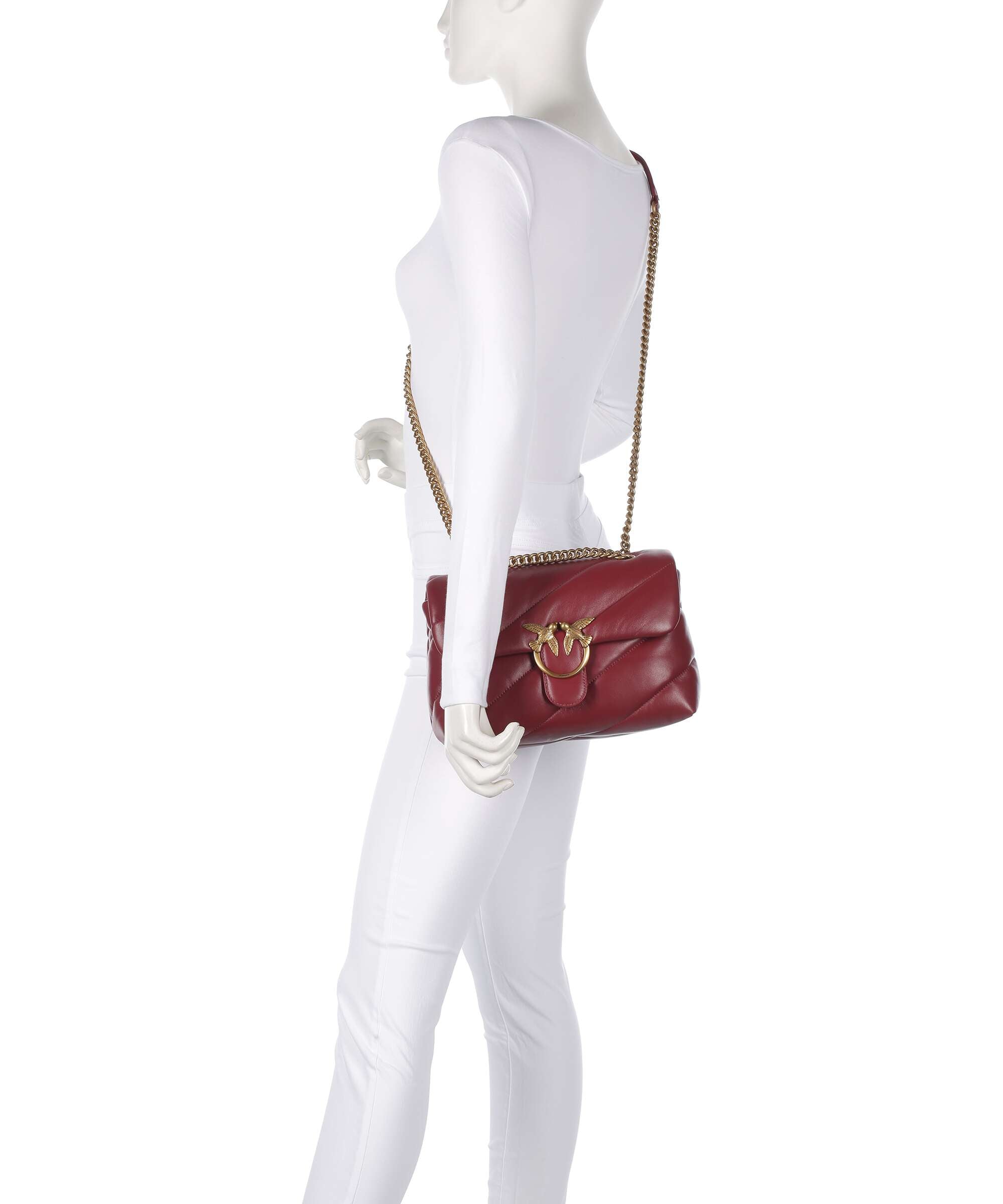 Pinko Love Puff Classic Shoulder bag bordeaux merlot/antique gold
