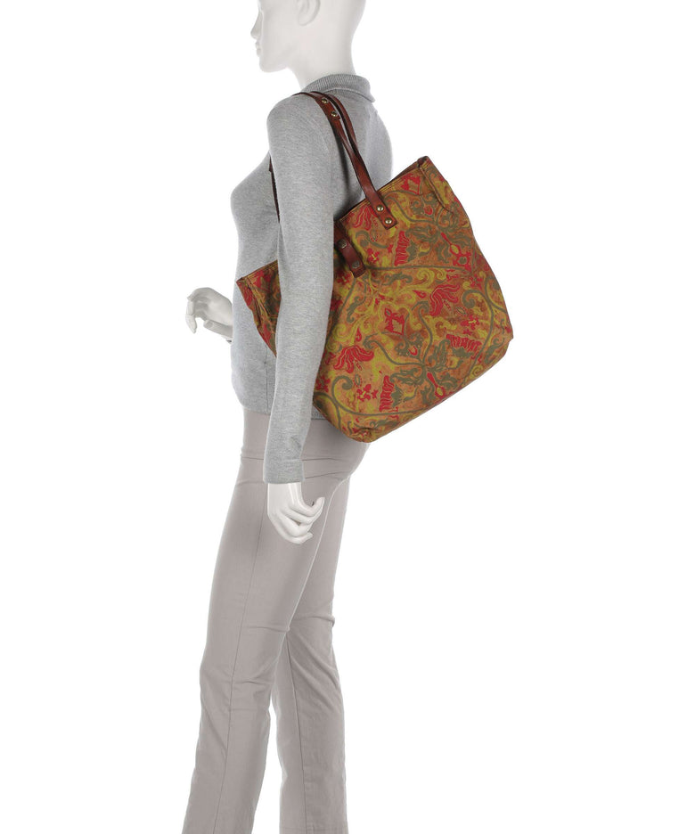 Campomaggi Tote bag beige/cognac/rosso/verde