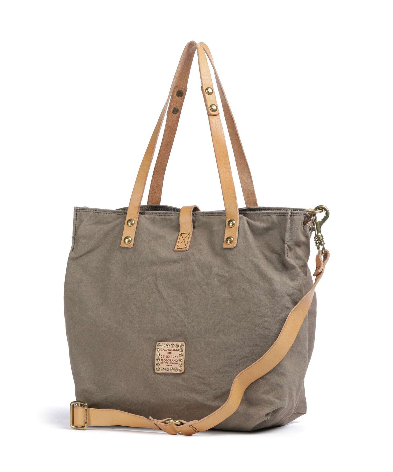Campomaggi Tote bag verde militare/naturale/ceruleo