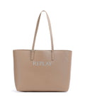 Replay Tote bag dirty pale beige/black