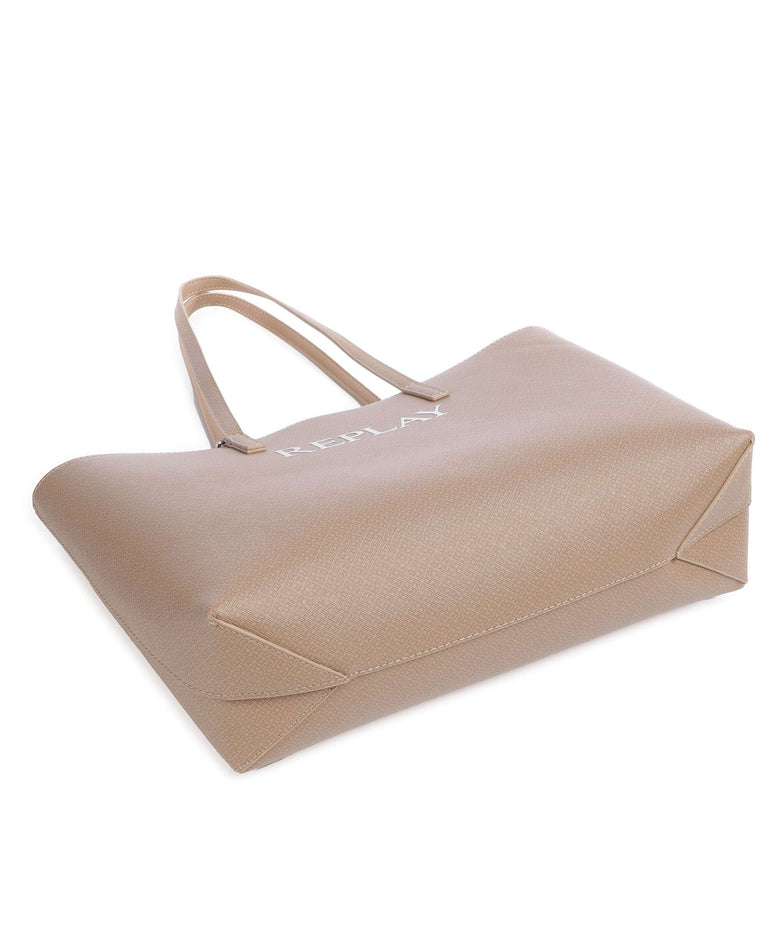 Replay Tote bag dirty pale beige/black