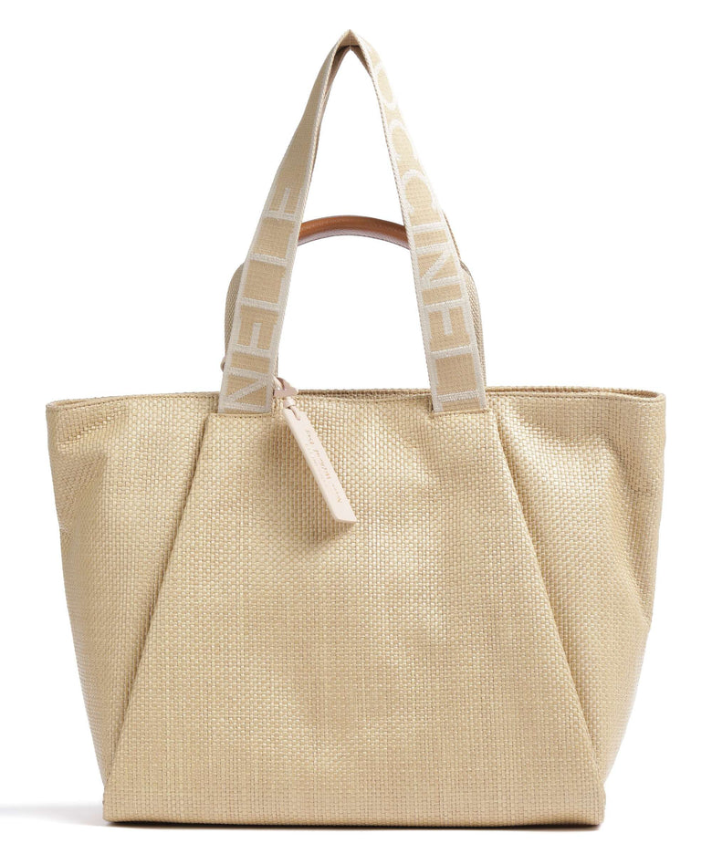 Coccinelle Never Without Bag Straw Signature Tote bag natural/cuir