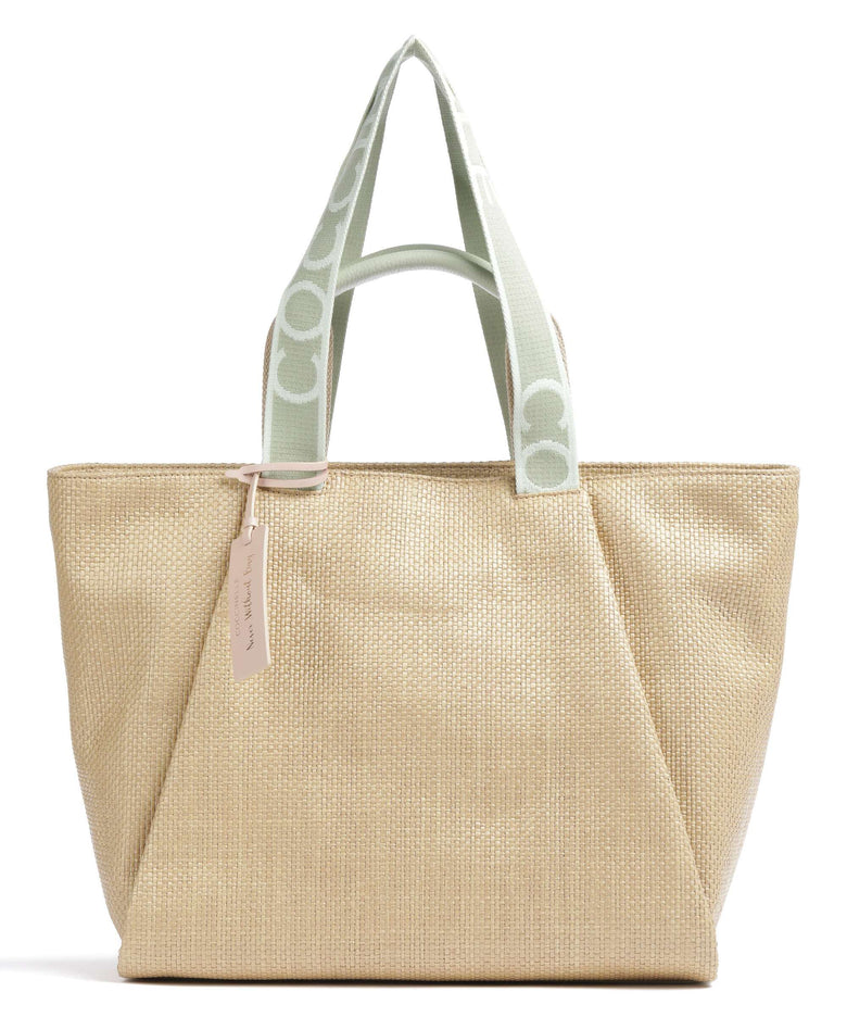 Coccinelle Never Without Bag Straw Signature Tote bag natural/celadon green