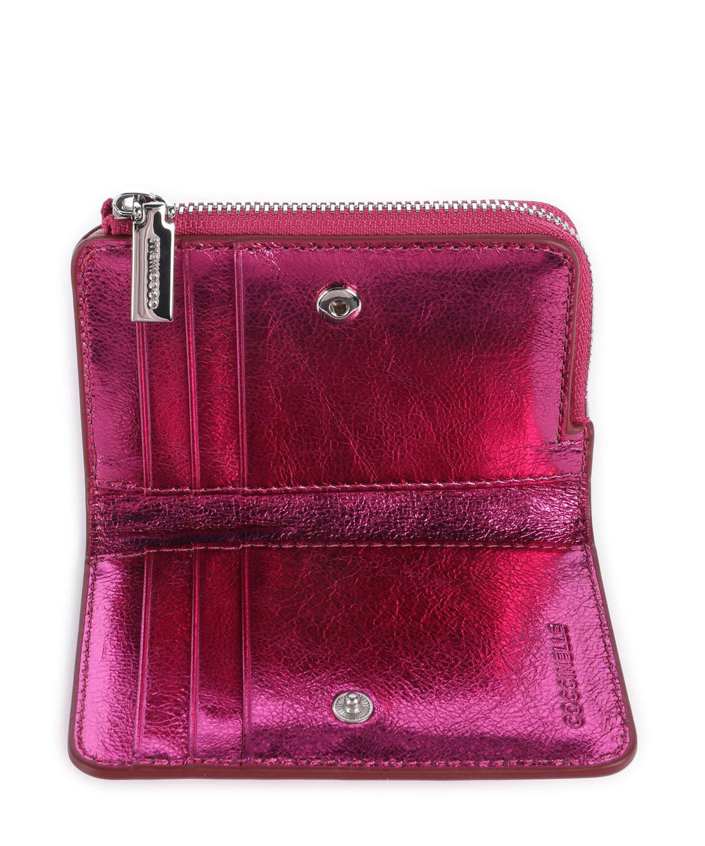 Coccinelle Metallic Smooth Metal Wallet sangria
