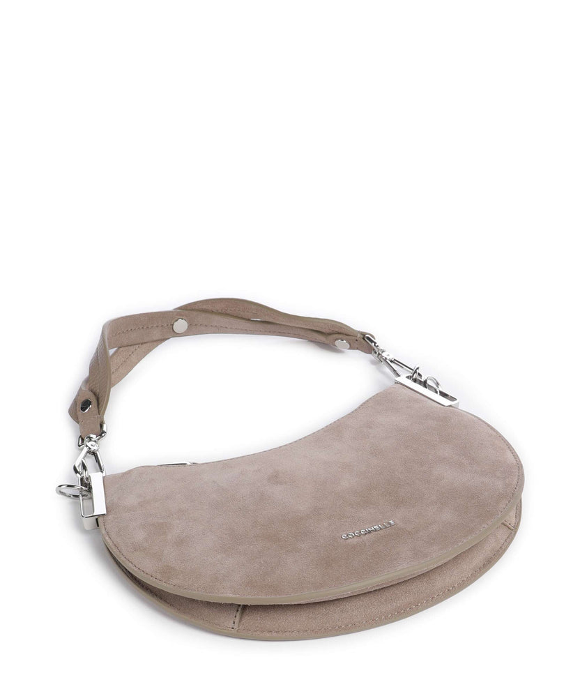 Coccinelle Sunup Suede Shoulder bag warm taupe