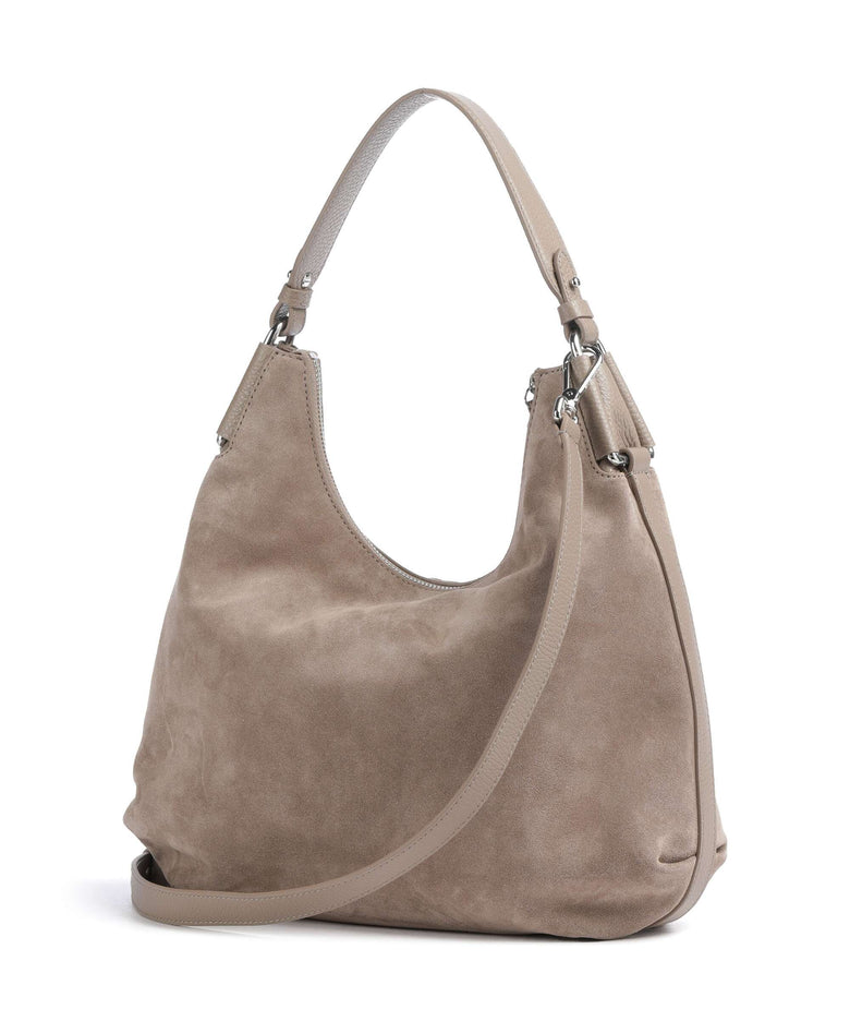 Coccinelle Rebekka Suede Hobo bag warm taupe