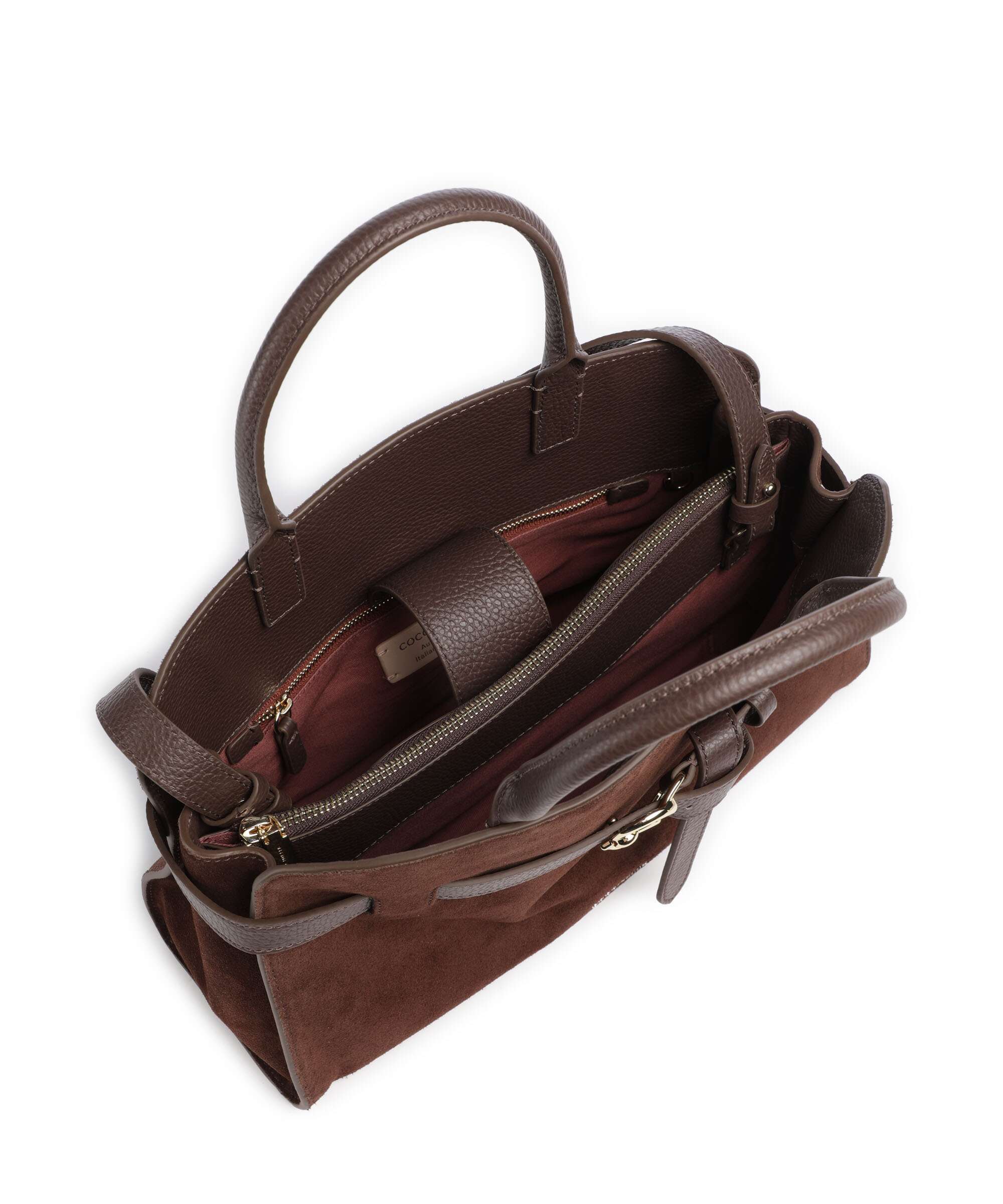 Coccinelle Sabine Suede Handbag brunette