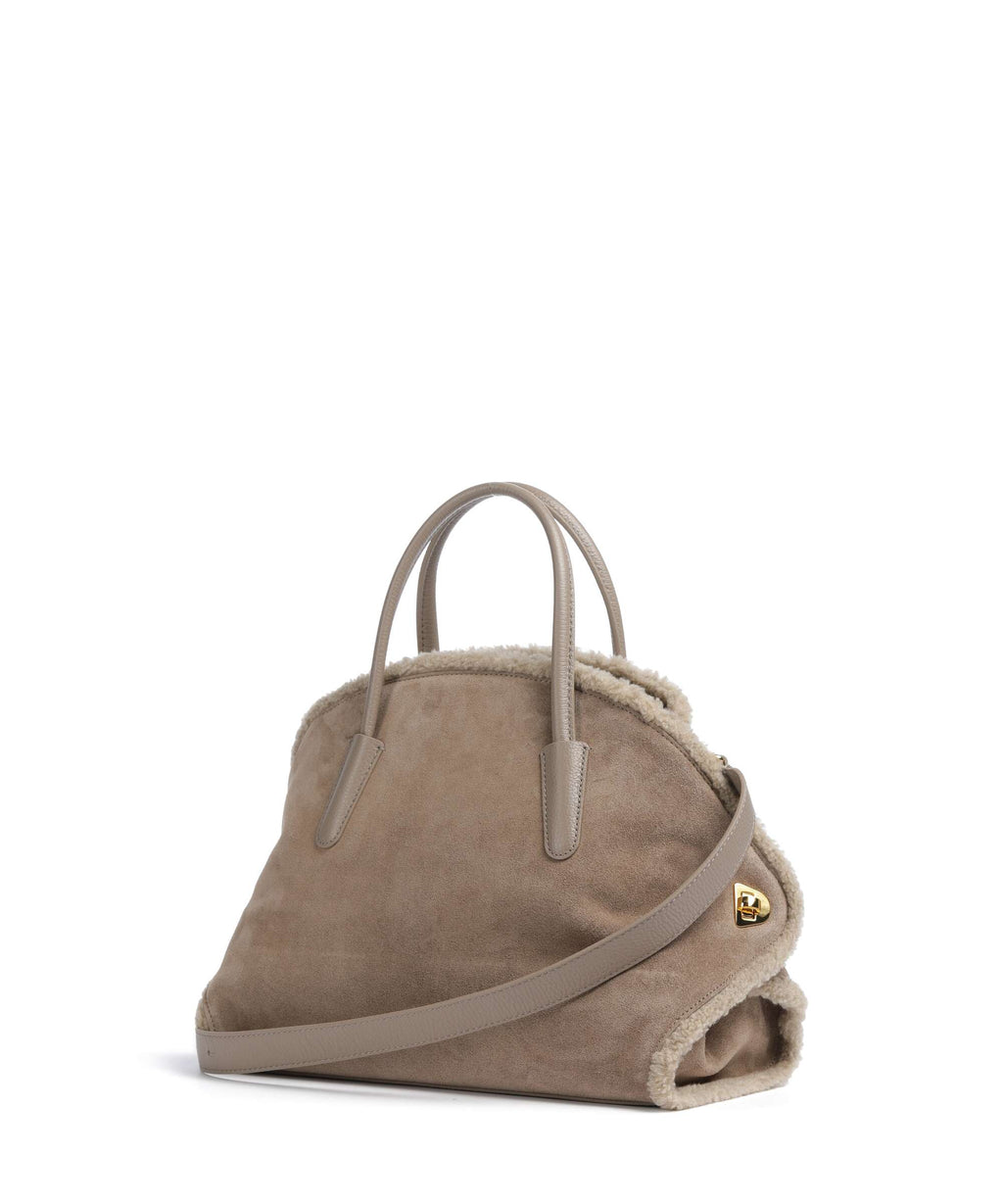 Coccinelle Tylde Suede Eco Handbag warm taupe