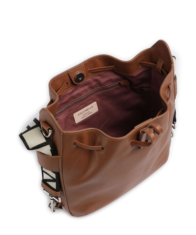 Coccinelle Gretel Ribbon Bucket bag cognac
