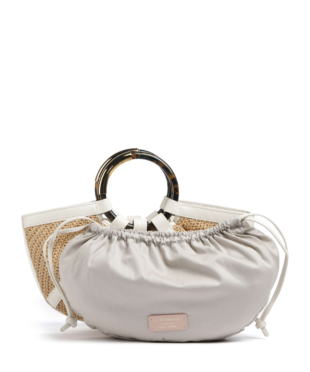 Coccinelle Shell Straw Handbag natural/pearl