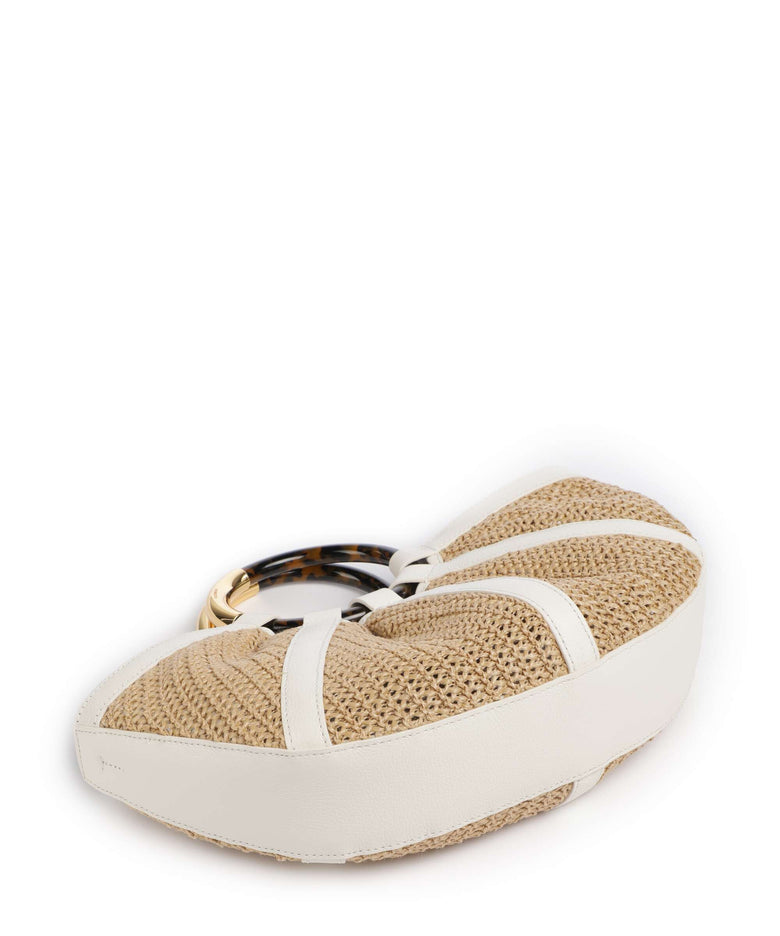 Coccinelle Shell Straw Handbag natural/pearl