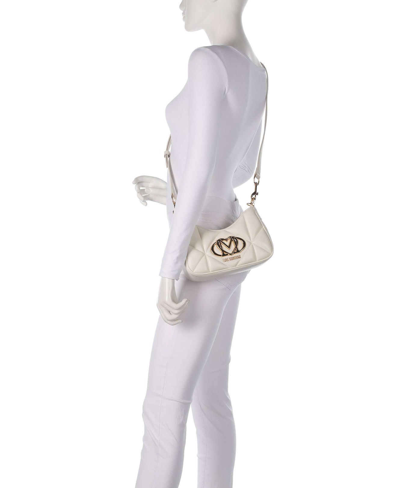 Love Moschino Embossed Q Shoulder bag ivory