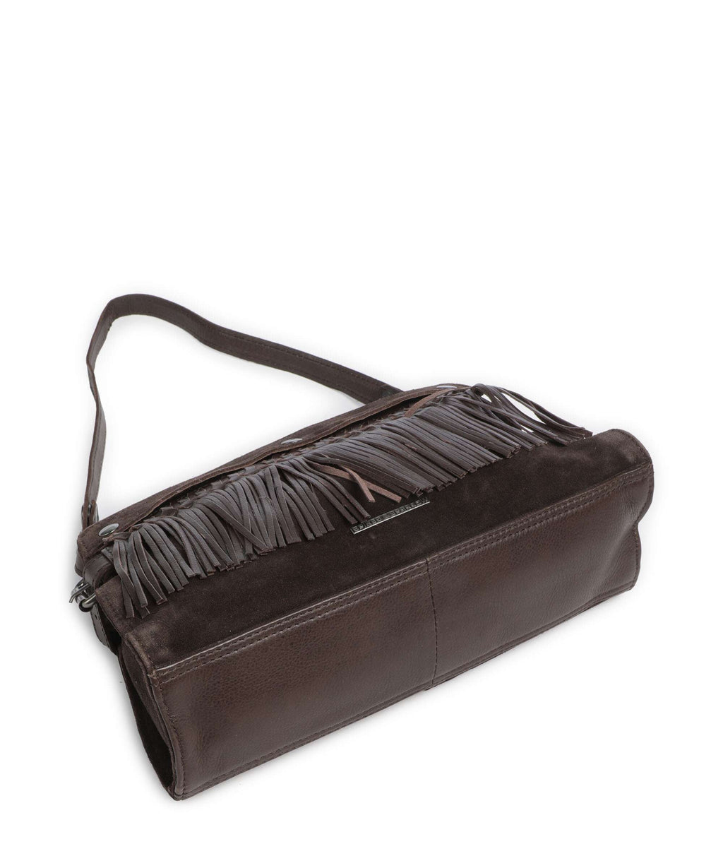 Spikes & Sparrow Suede Mix Madelon Shoulder bag dark brown