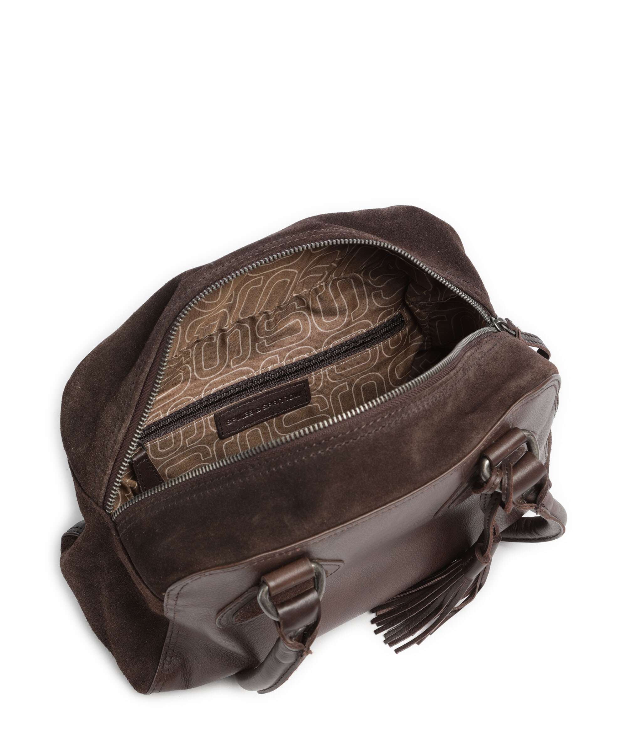 Spikes & Sparrow Suede Mix Sienna Shoulder bag dark brown