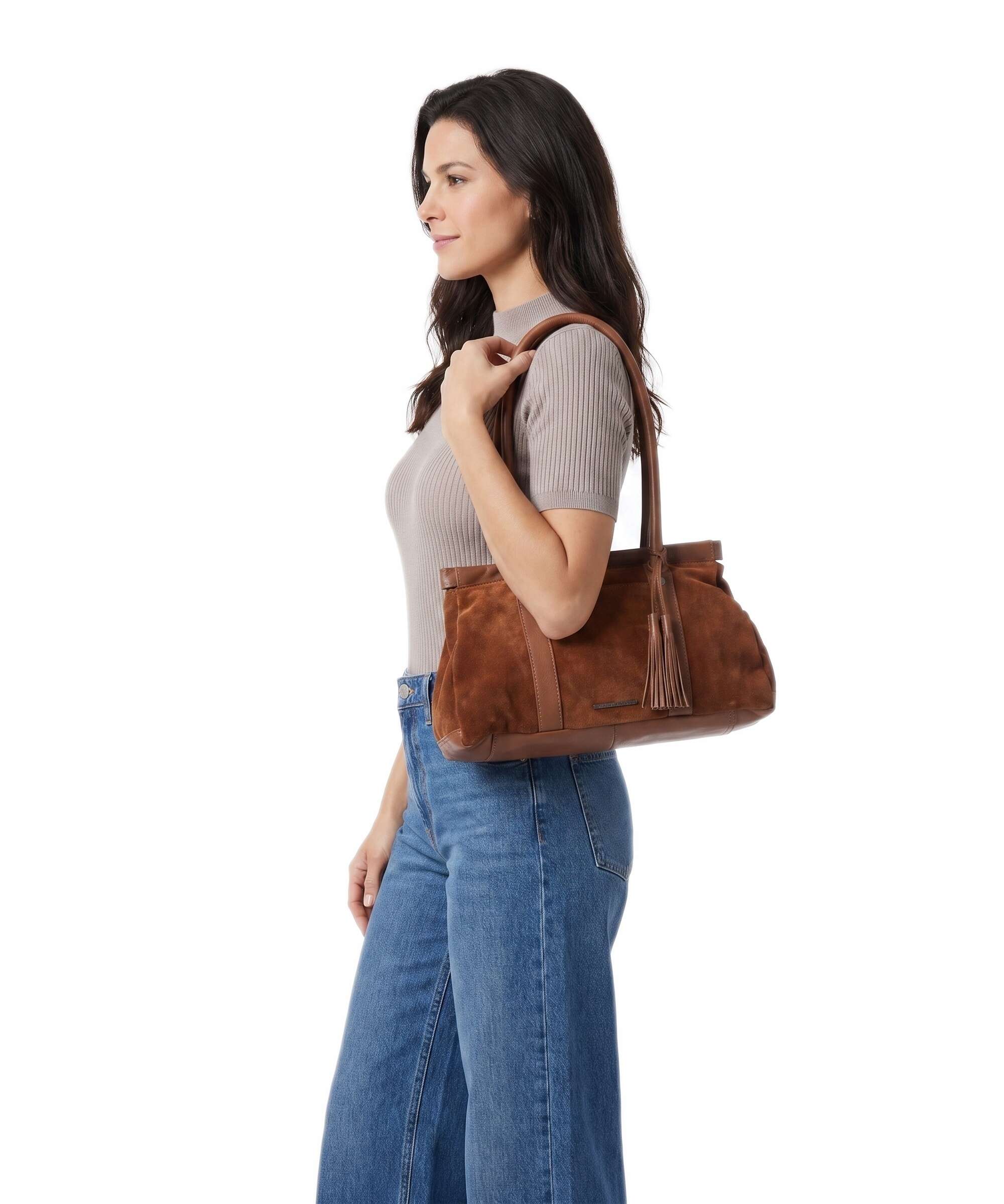 Spikes & Sparrow Suede Mix Milania Shoulder bag mocca