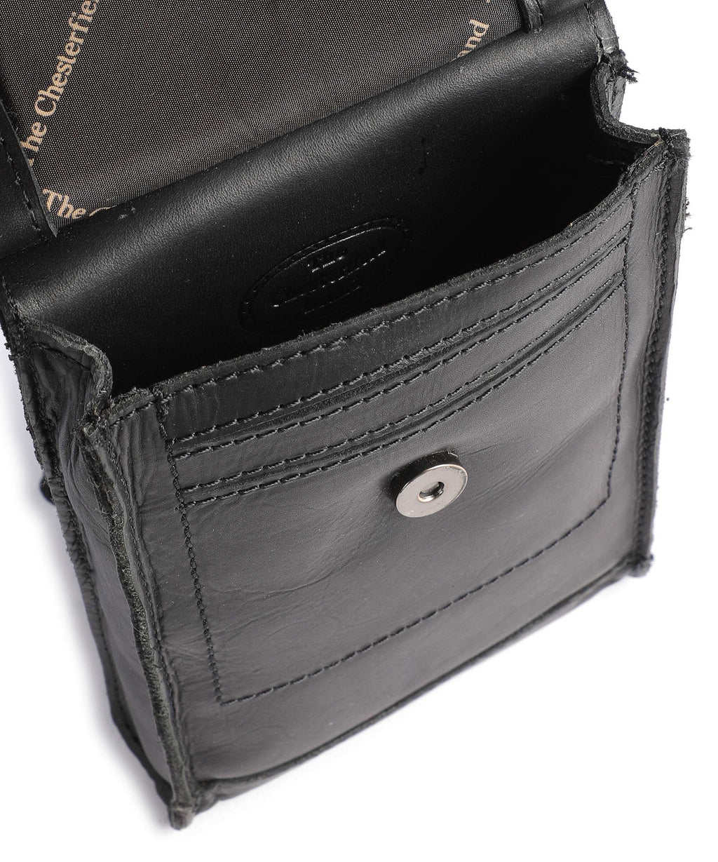 The Chesterfield Brand Cow Wax Pull Up Nebra Phone bag black