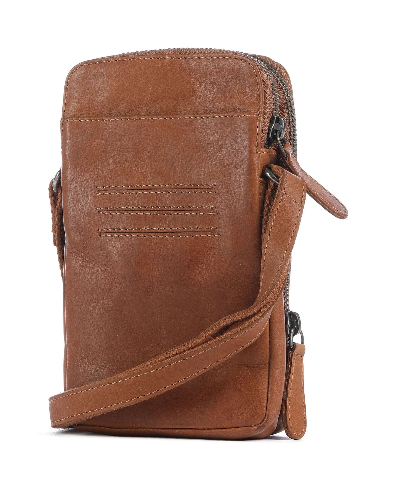 The Chesterfield Brand Cow Wax Pull Up Alesund Phone bag cognac
