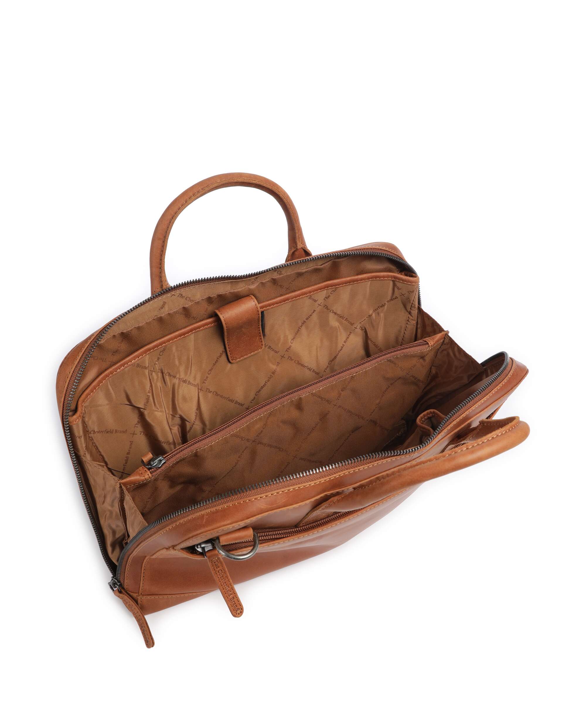 The Chesterfield Brand Wax Pull Up Cow Tilbury Briefcase cognac