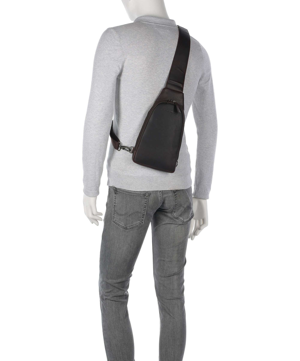 The Chesterfield Brand Wax Pull Up Cow Bowey Sling bag brown