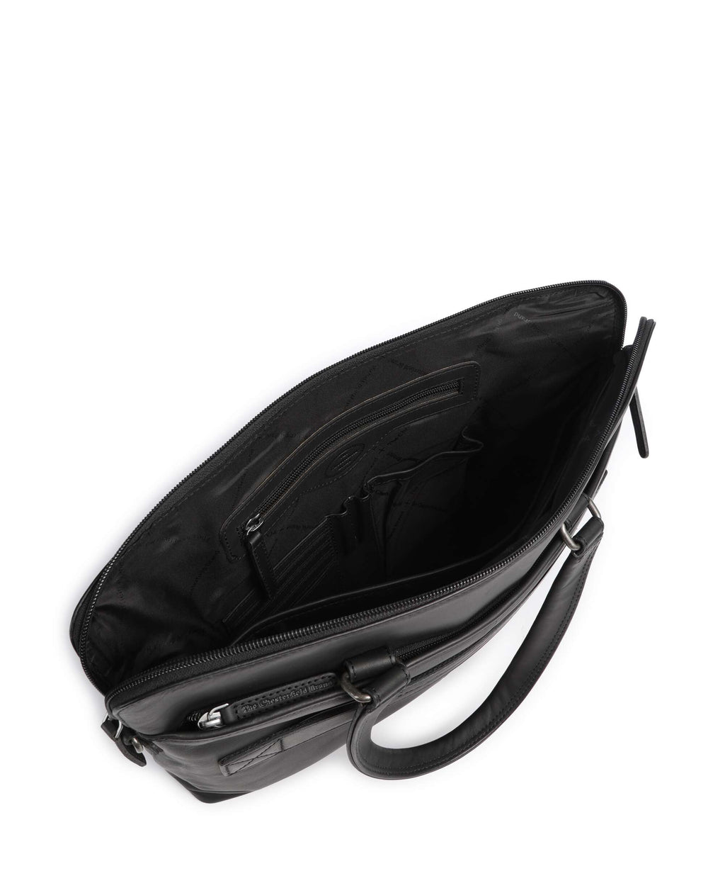 The Chesterfield Brand Wax Pull Up Cow Elvas Laptop bag black