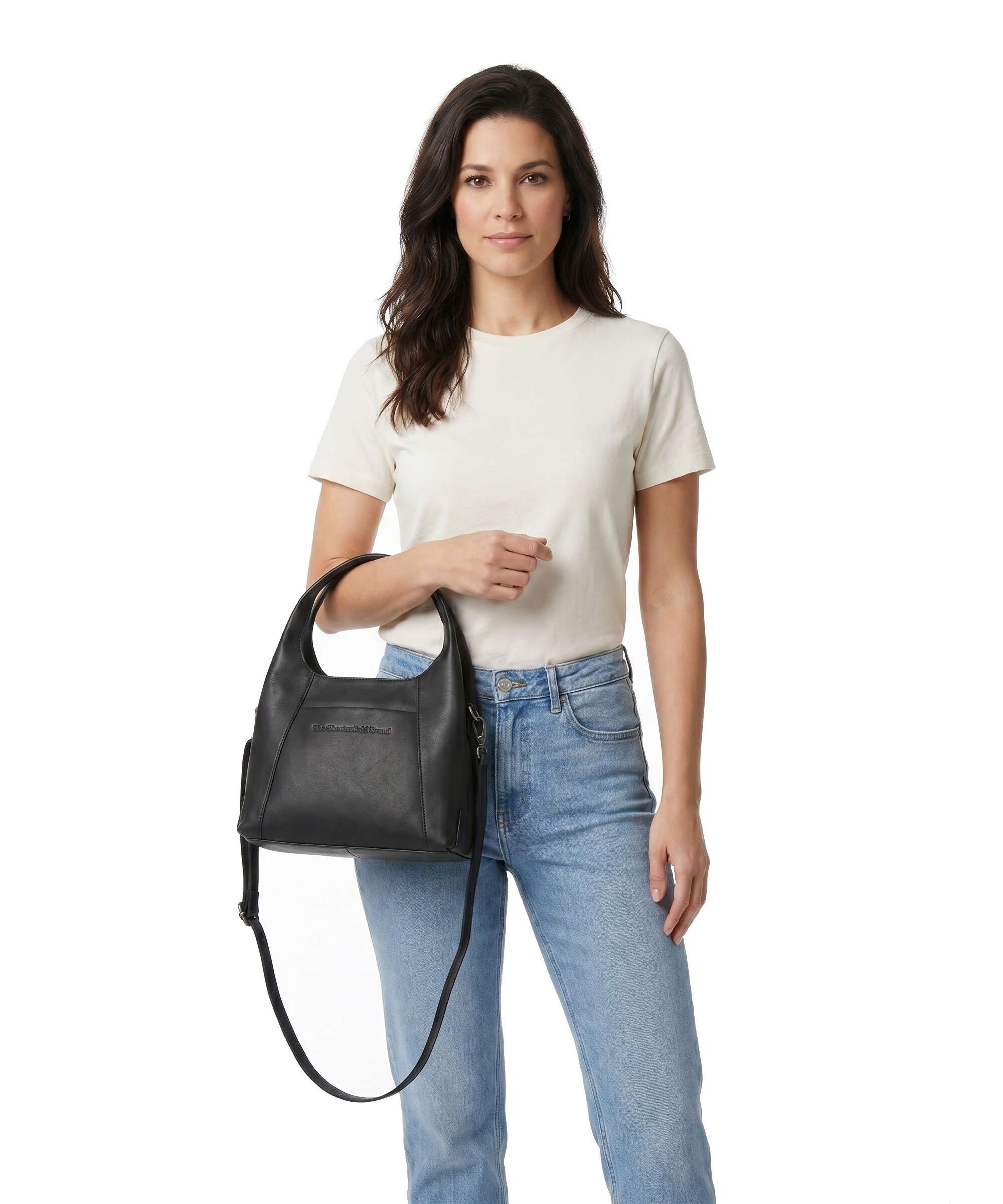 The Chesterfield Brand Wax Pull Up Cow Lunera Handbag black