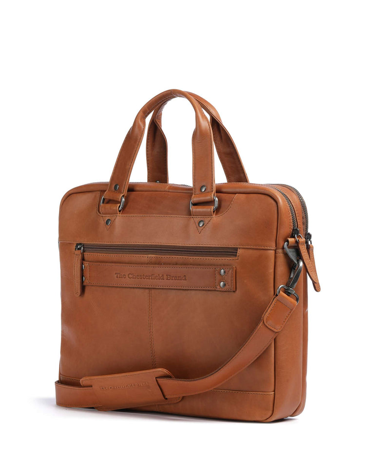 The Chesterfield Brand Wax Pull Up Cow Montara Laptop bag cognac