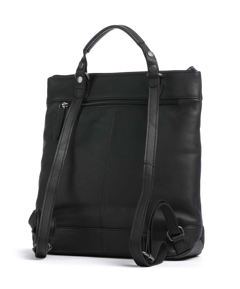 The Chesterfield Brand Wax Pull Up Cow Caldero Backpack bag black